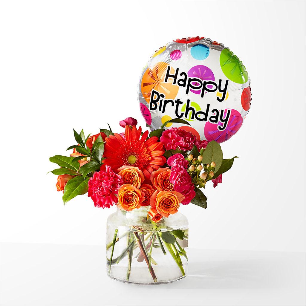 Fiesta Bouquet with Birthday Balloon – Oak Ridge Floral Company Llc, Oak Ridge TN