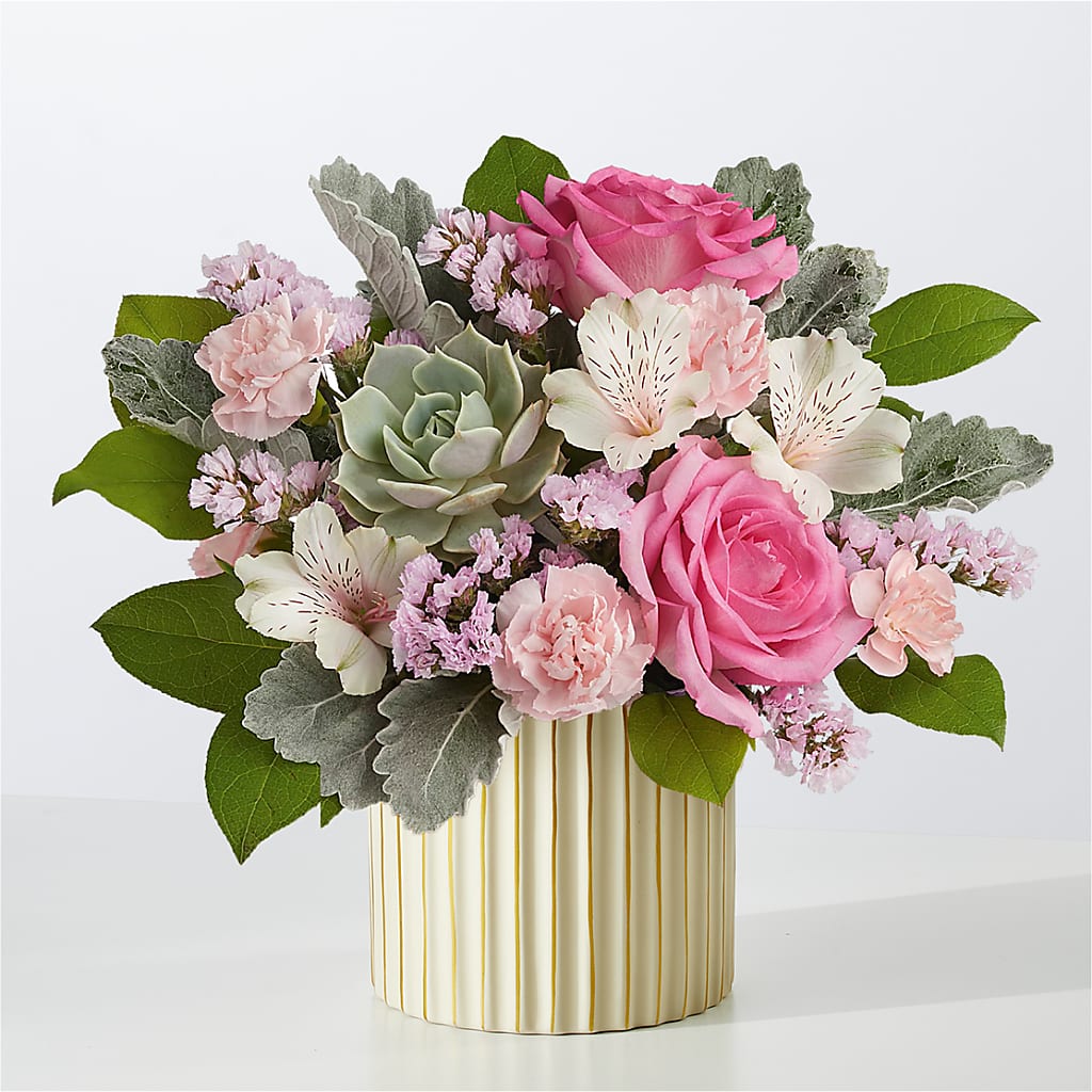 Dusty Rose Bouquet with Ivory Vase – Oak Ridge Floral Company Llc, Oak Ridge TN