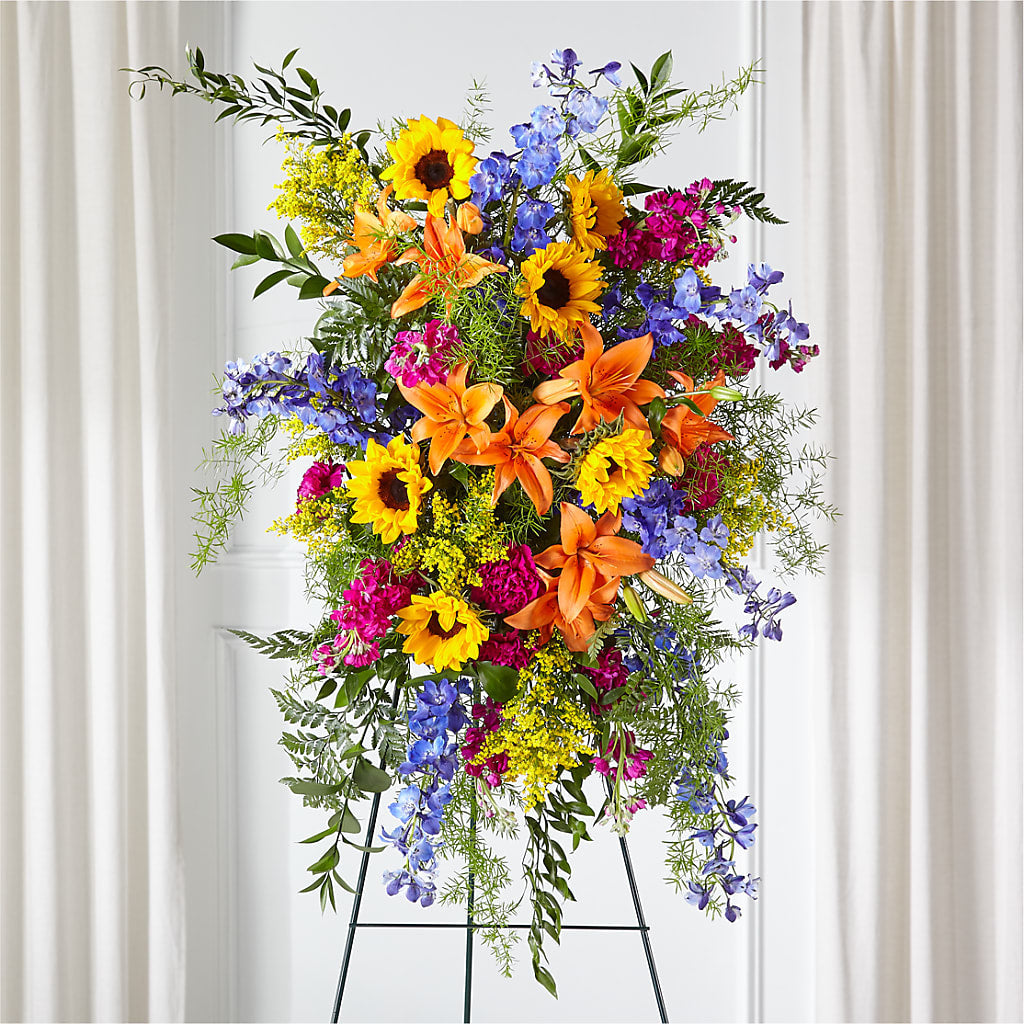 Sunlit Memories Standing Spray (Standard) – Oak Ridge Floral Company Llc, Oak Ridge TN
