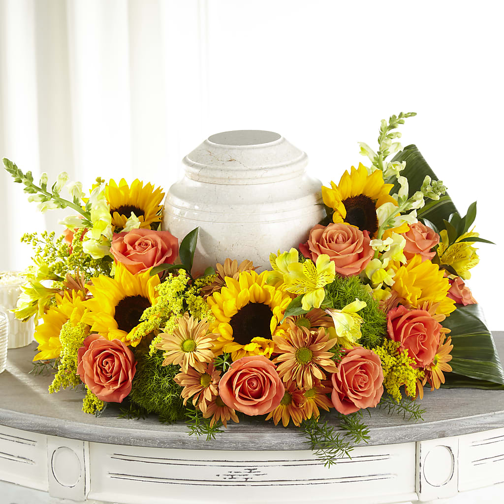 Faithful Sunflower Cremation Adornment – Oak Ridge Floral Company Llc, Oak Ridge TN