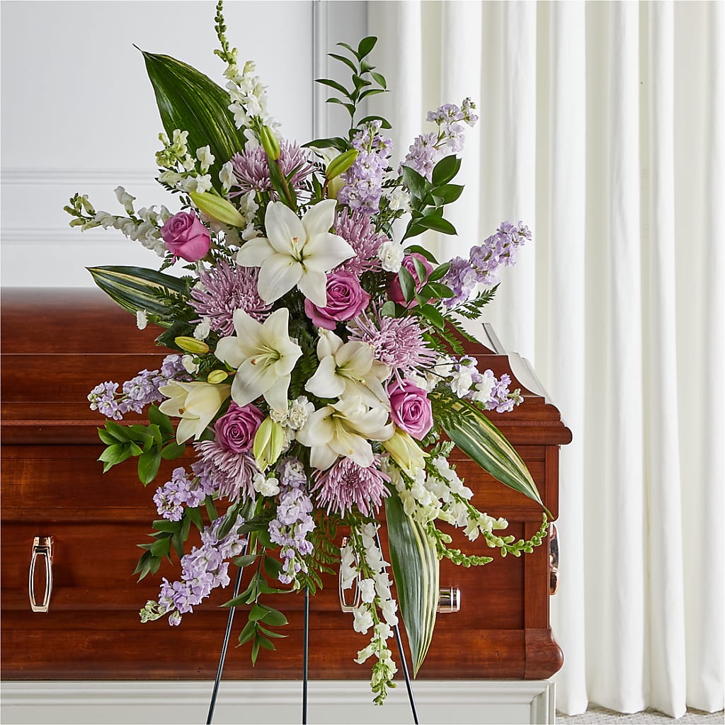 Grateful Hearts Standing Spray – Oak Ridge Floral Company Llc, Oak Ridge TN