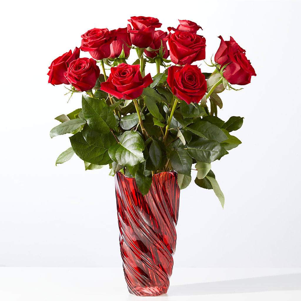 Classic Love Red Rose Bouquet with Luxe Swirl Vase – Oak Ridge Floral Company Llc, Oak Ridge TN