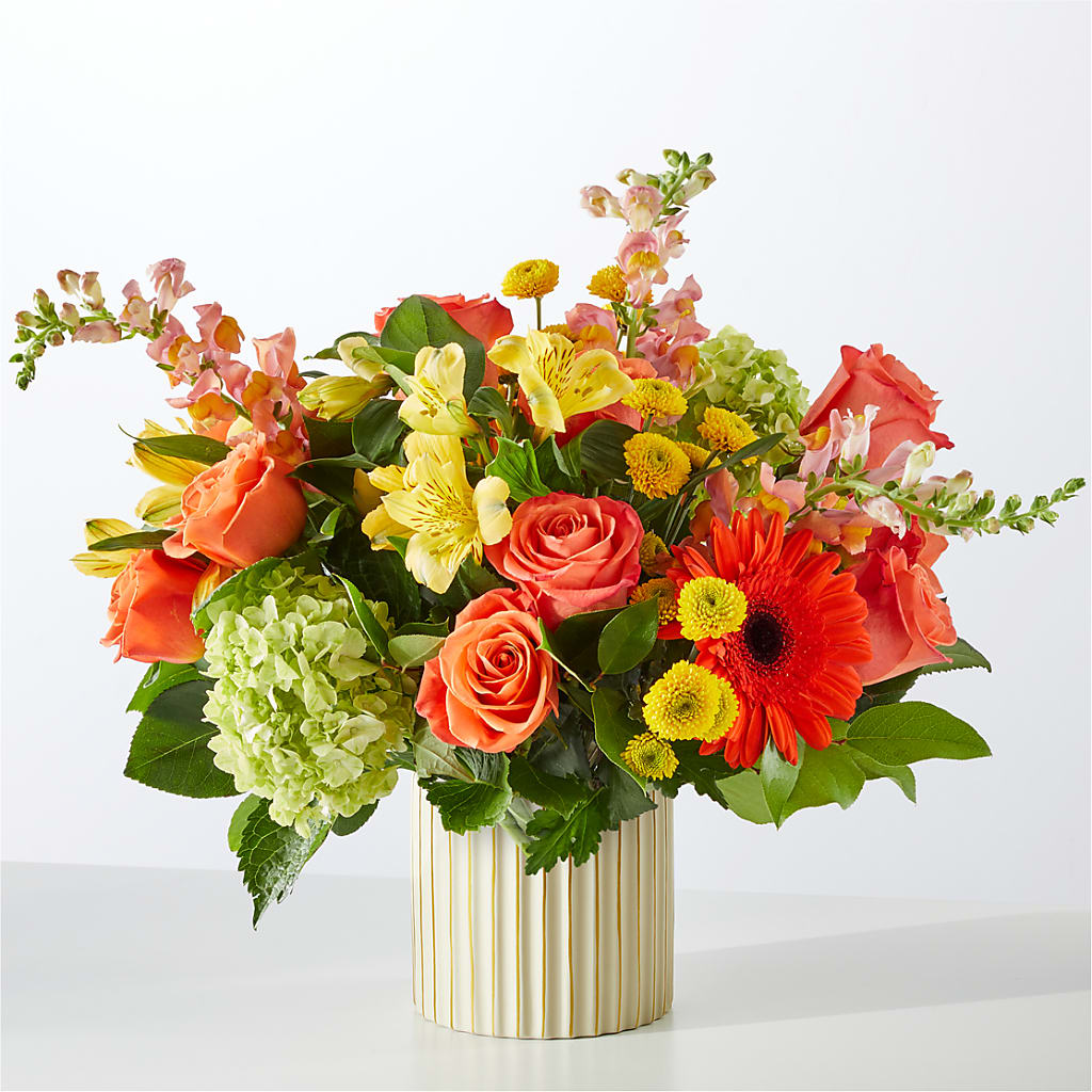 Autumn Sunshine Bouquet with Ivory Vase – Oak Ridge Floral Company Llc, Oak Ridge TN